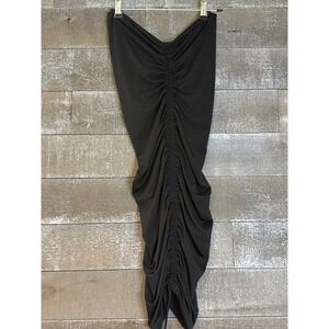 Windsor Ruched Midi Dress Womens Small Black